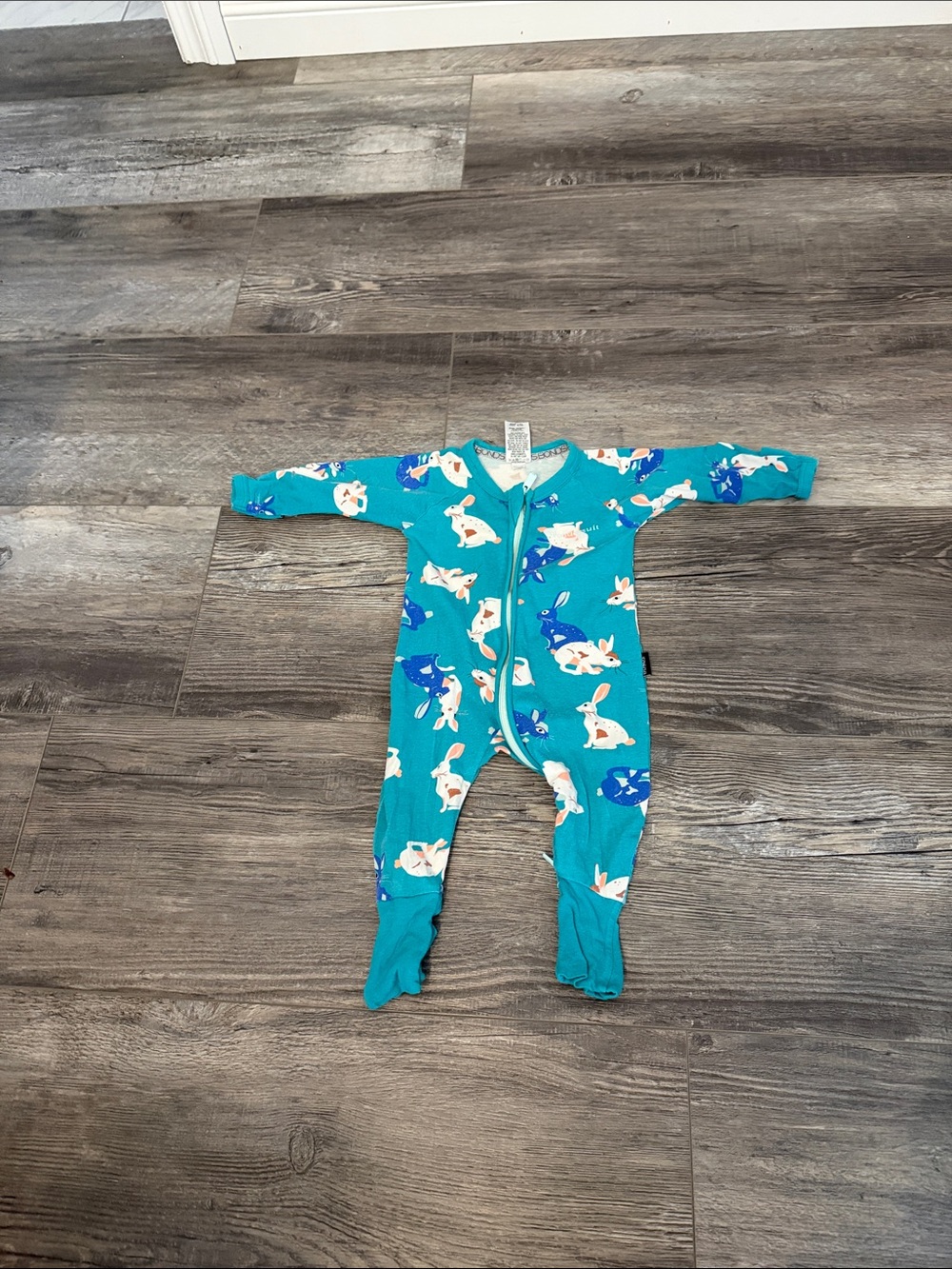 Bonds Kids Teal Bunny Print Zip One-Piece